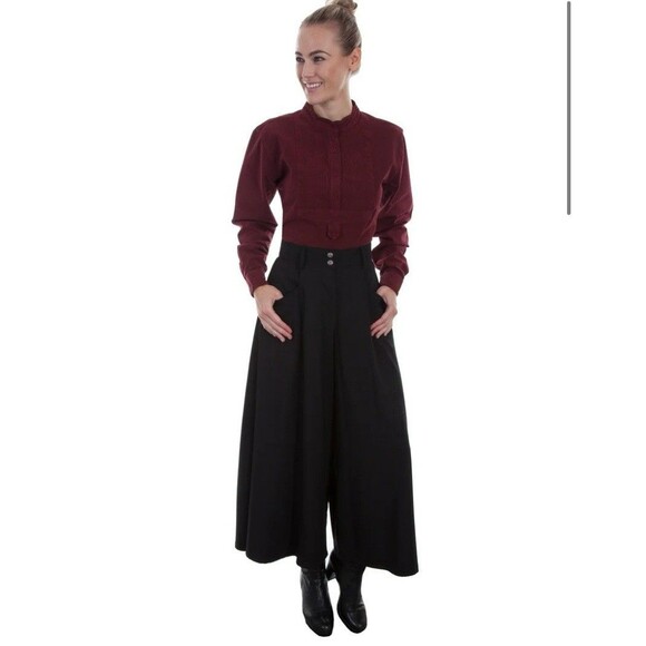 Scully Burgundy Super Wide Leg High Rise Suede Fabric Poly Pants. Size Small. - Picture 13 of 14